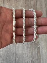 Solid 925 Sterling Silver Italian Rope Chain Mens Necklace 3.70mm
